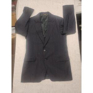 Palm Beach Mens Blazer Sport Coat 40R Navy Blue Windowpane Plaid Classic Preppy